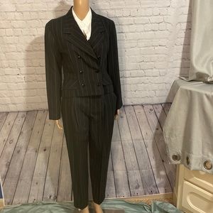 Vintage Daily Habit Women’s Black Pant Suit with Pinstripes